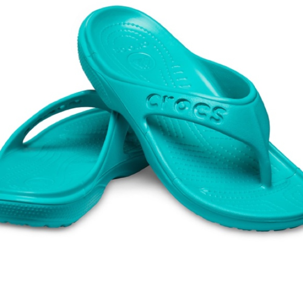 Tropical Teal Crocs Flip Flops